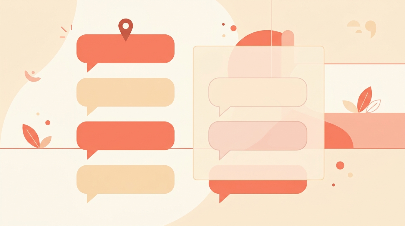 A column of comment bubbles with one pinned at the top and two faded behind a soft panel.