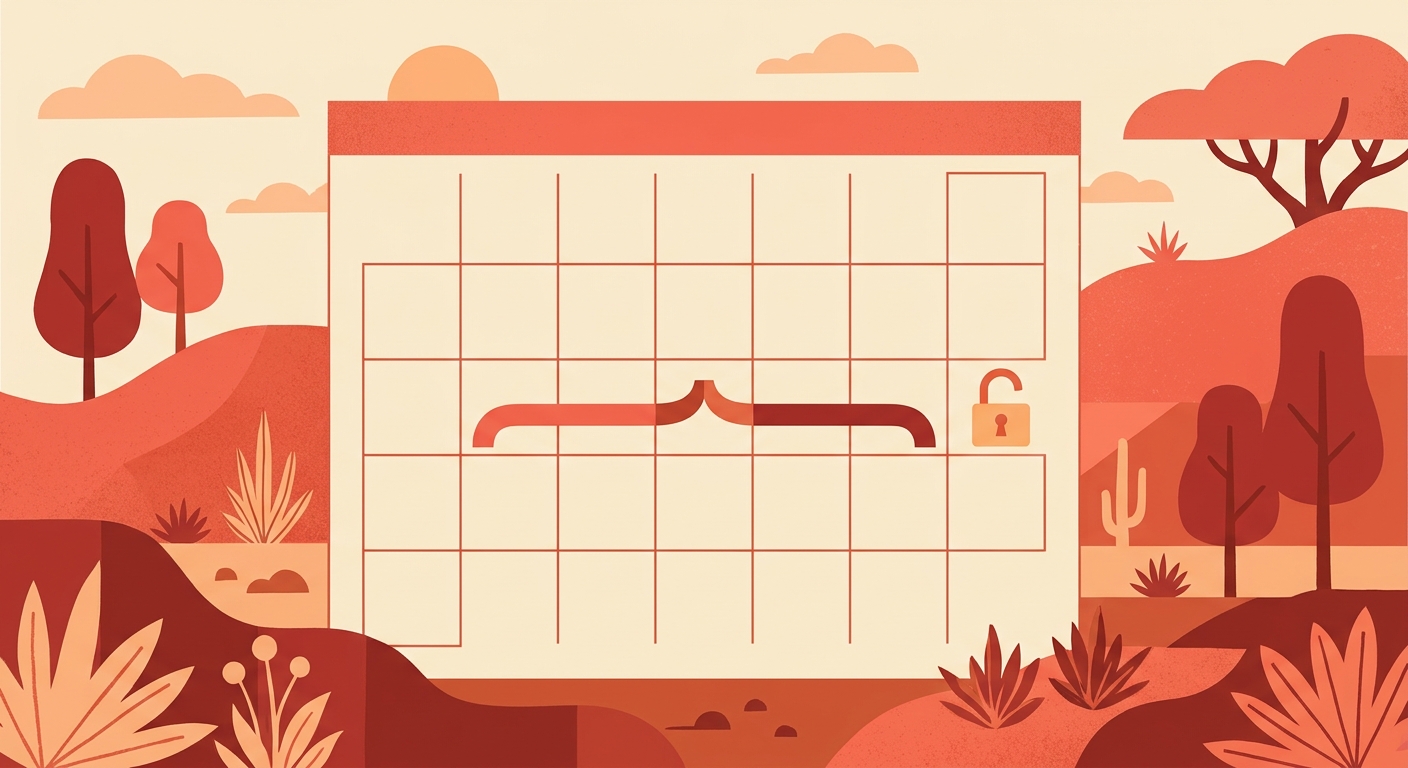 A calendar month with a bracket across the coming weeks.