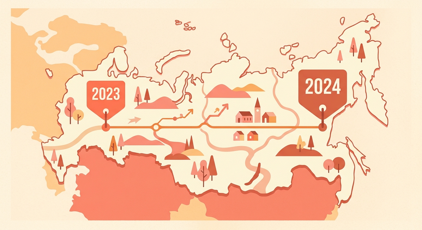 A timeline with two markers over a map outline.